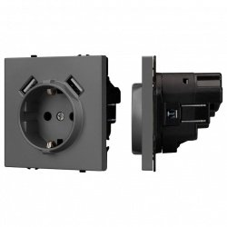 Розетка с заземлением и 2хUSB type A, без рамки Arlight SCT 054291 в интернет-магазине "Галерея света"