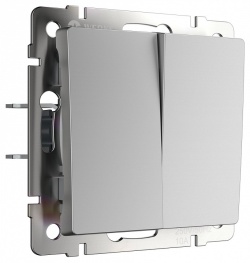 Выключатель двухклавишный без рамки Werkel серебряный W1123008 в интернет-магазине "Галерея света"