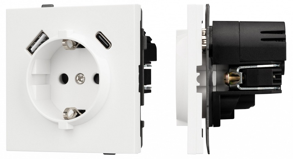 Розетка 2хUSB type A и C без рамки Arlight SCT-TENDO 054610 в интернет-магазине "Галерея света"