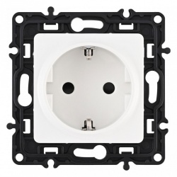 Розетка с заземлением и со шторкой, без рамки Arte Milano am-217 217.40-1.white в интернет-магазине "Галерея света"