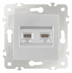 Розетка двойная RJ-11 и Ethernet RJ-45, без рамки Arte Milano am-203 203.44-1.silver в интернет-магазине "Галерея света"