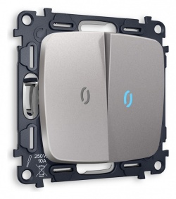 Выключатель проходной двухклавишный с подсветкой без рамки Ambrella Volt OMEGA MO504040 в интернет-магазине "Галерея света"