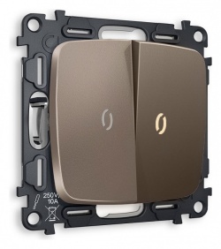 Выключатель проходной двухклавишный с подсветкой без рамки Ambrella Volt OMEGA MO634030 в интернет-магазине "Галерея света"