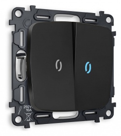 Выключатель проходной двухклавишный с подсветкой без рамки Ambrella Volt OMEGA MO804040 в интернет-магазине "Галерея света"