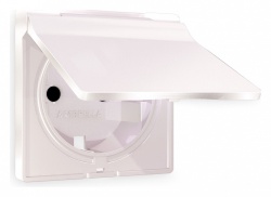 Накладка для розетки влагозащищенной с заземлением и со шторками с крышкой Ambrella Volt ALFA AP2080 в интернет-магазине "Галерея света"