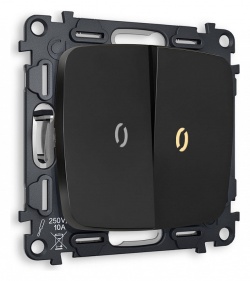 Выключатель проходной двухклавишный с подсветкой без рамки Ambrella Volt OMEGA MO804030 в интернет-магазине "Галерея света"