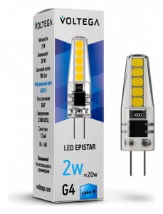 Лампа светодиодная Voltega Capsule G4 G4 2Вт 4000K 7145 в интернет-магазине "Галерея света"