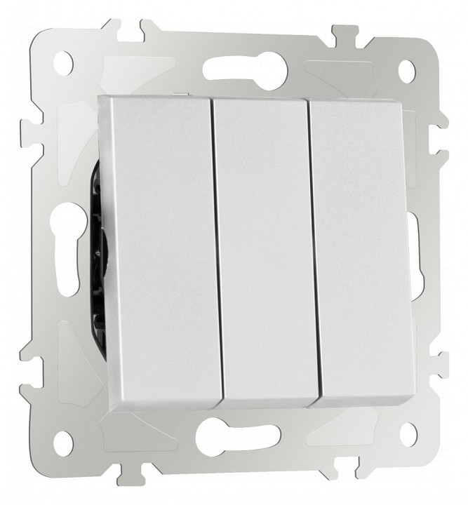 Выключатель трехклавишный без рамки Arte Milano 203 203.30-3.silver в интернет-магазине "Галерея света"