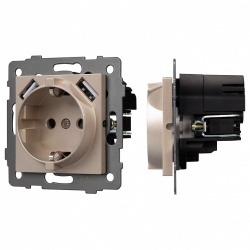 Розетка с заземлением и 2хUSB type A, без рамки Arlight SCT 049821 в интернет-магазине "Галерея света"