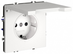 Розетка с заземлением и со шторкой, без рамки с крышкой Voltum S70 VLS040302 в интернет-магазине "Галерея света"