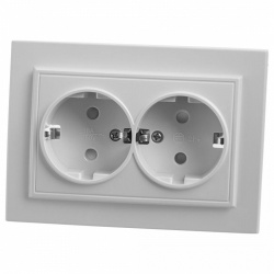 Розетка двойная с заземлением и со шторкой Stekker Эрна 39054 в интернет-магазине "Галерея света"