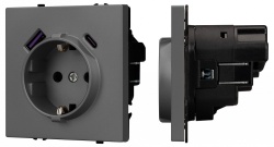 Розетка с заземлением и со шторкой и 2хUSB type A и C, без рамки Arlight NOBE 054287(1) в интернет-магазине "Галерея света"