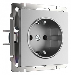 Розетка с заземлением, без рамки Werkel серебряный матовый W1171065 в интернет-магазине "Галерея света"
