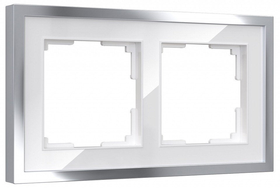 Рамка на 2 поста Werkel Baguette белый/серебро W0022850 в интернет-магазине "Галерея света"