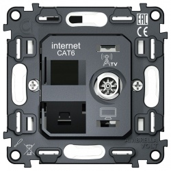 Механизм ТВ-розетки оконечные и розетки Ethernet RJ-45 со шторкам Ambrella Volt QUANT VM195 в интернет-магазине "Галерея света"