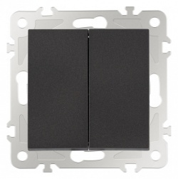 Выключатель проходной двухклавишный без рамки Arte Milano 206 206.32-2.black в интернет-магазине "Галерея света"