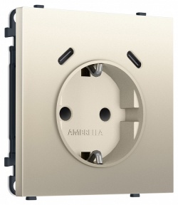 Розетка с заземлением и со шторкой и 2хUSB C, без рамки Ambrella Volt MS MS550510 в интернет-магазине "Галерея света"