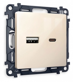 Розетка 2хUSB type A и C без рамки Ambrella Volt ALFA MA311010 в интернет-магазине "Галерея света"