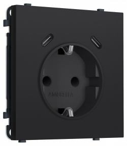 Розетка с заземлением и со шторкой и 2хUSB C, без рамки Ambrella Volt MS MS990510 в интернет-магазине "Галерея света"