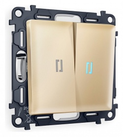 Выключатель проходной двухклавишный с подсветкой Ambrella Volt ALFA MA604040 в интернет-магазине "Галерея света"