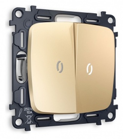 Выключатель проходной двухклавишный с подсветкой без рамки Ambrella Volt OMEGA MO604035 в интернет-магазине "Галерея света"