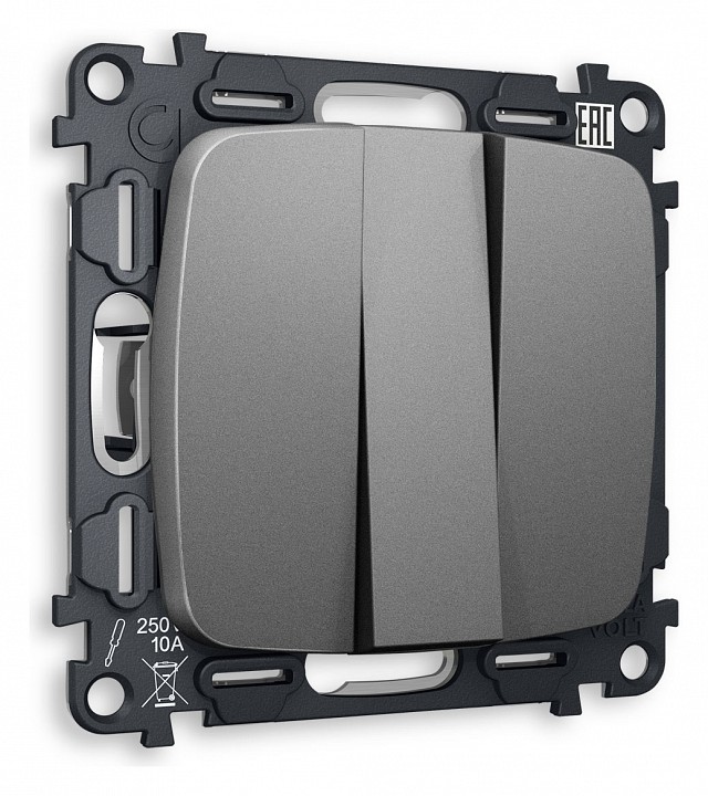 Выключатель трехклавишный без рамки Ambrella Volt OMEGA MO655010 в интернет-магазине "Галерея света"