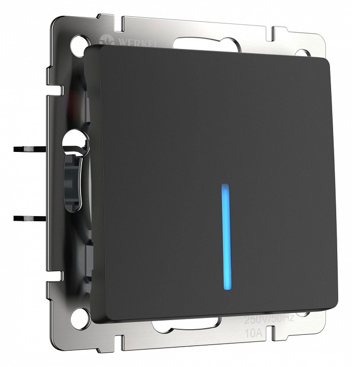 Выключатель проходной одноклавишный с подсветкой без рамки Werkel черный матовый W1112108 в интернет-магазине "Галерея света"