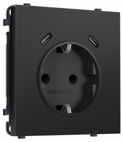 Розетка с заземлением и со шторкой и 2хUSB C, без рамки Ambrella Volt MS MS810510 в интернет-магазине "Галерея света"