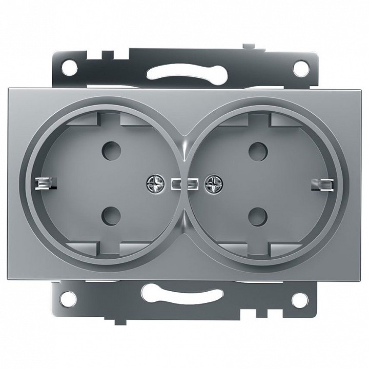 Розетка двойная с заземлением и со шторкой, без рамки Stekker Катрин 39584 в интернет-магазине "Галерея света"