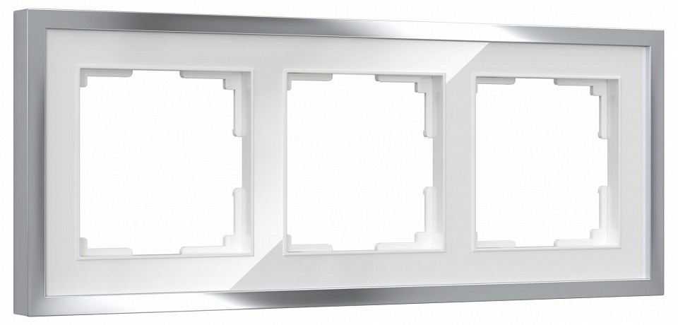 Рамка на 3 поста Werkel Baguette белый/серебро W0032850 в интернет-магазине "Галерея света"