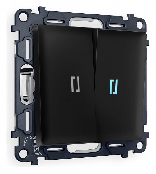 Выключатель двухклавишный с подсветкой без рамки Ambrella Volt ALFA MA804020 в интернет-магазине "Галерея света"