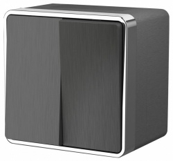 Выключатель двухклавишный влагозащищенный Werkel Gallant (графит рифленый) W5020204 в интернет-магазине "Галерея света"