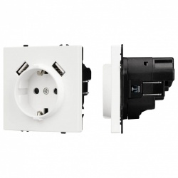 Розетка с заземлением и 2хUSB type A, без рамки Arlight SCT 054288 в интернет-магазине "Галерея света"