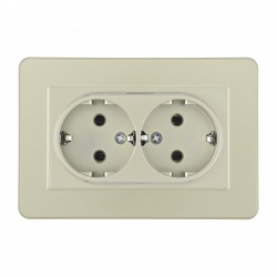 Розетка двойная с заземлением и со шторкой Arte Milano SET16-2 SET16-double-40-2 shampan в интернет-магазине "Галерея света"