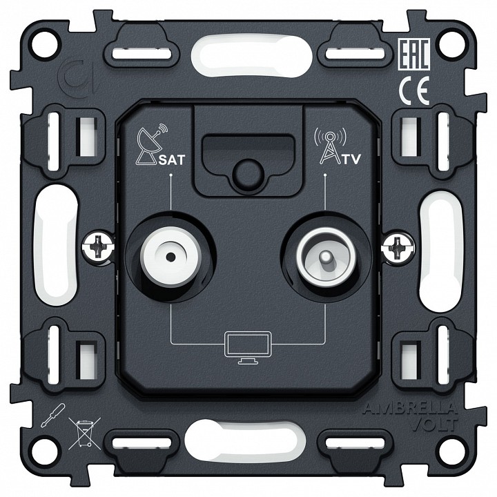 Механизм ТВ-розетки и SAT-розетки оконечные Ambrella Volt QUANT VM217 в интернет-магазине "Галерея света"