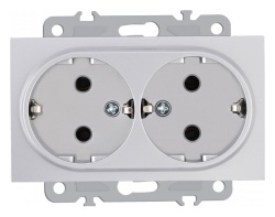 Розетка двойная с заземлением, без рамки Arte Milano am-206 206.40-2.silver в интернет-магазине "Галерея света"