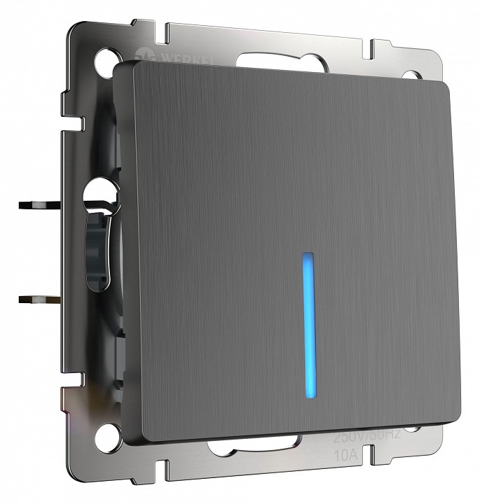 Выключатель проходной одноклавишный с подсветкой без рамки Werkel графит рифленый W1112104 в интернет-магазине "Галерея света"