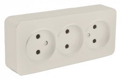 Розетка тройная без заземления Stekker София 49499 в интернет-магазине "Галерея света"