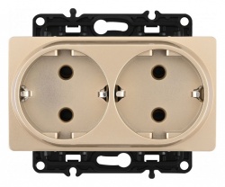 Розетка двойная с заземлением, без рамки Arte Milano am-217 217.40-2.shampan в интернет-магазине "Галерея света"