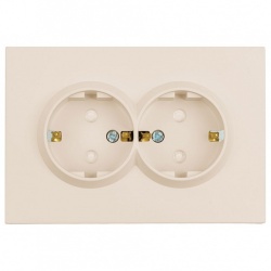 Розетка двойная с заземлением и со шторкой Stekker Эмили 49908 в интернет-магазине "Галерея света"