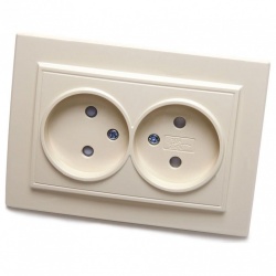 Розетка двойная без заземления и со шторкой Stekker Эрна 39239 в интернет-магазине "Галерея света"