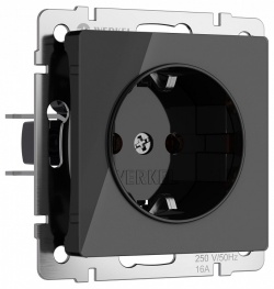 Розетка с заземлением и со шторками, без рамки Werkel черный акрил W1171148 в интернет-магазине "Галерея света"