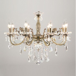 Подвесная люстра Eurosvet Elisha 3281/8 античная бронза/прозрачный хрусталь Strotskis в интернет-магазине "Галерея света"