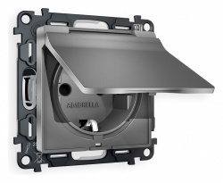 Розетка с заземлением и со шторкой, без рамки с крышкой Ambrella Volt ALFA MA658010 в интернет-магазине "Галерея света"