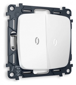 Выключатель двухклавишный с подсветкой без рамки Ambrella Volt OMEGA MO124015 в интернет-магазине "Галерея света"