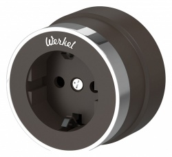 Розетка с заземлением Werkel Vintage (мокко матовый/хром) W5871052 в интернет-магазине "Галерея света"