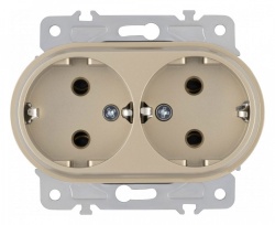 Розетка двойная с заземлением, без рамки Arte Milano am-202 202.40-2.shampan в интернет-магазине "Галерея света"