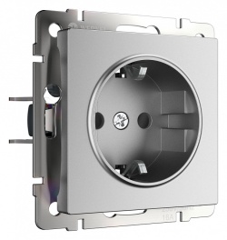 Розетка с заземлением и со шторками, без рамки Werkel серебряный матовый W1171165 в интернет-магазине "Галерея света"
