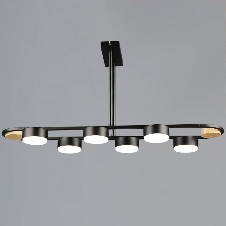 Люстра на штанге 02760-1 02760-0.3-06 BK+WOOD GX53 в интернет-магазине "Галерея света"