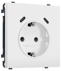 Розетка с заземлением и со шторкой и 2хUSB C, без рамки Ambrella Volt MS MS830510 в интернет-магазине "Галерея света"